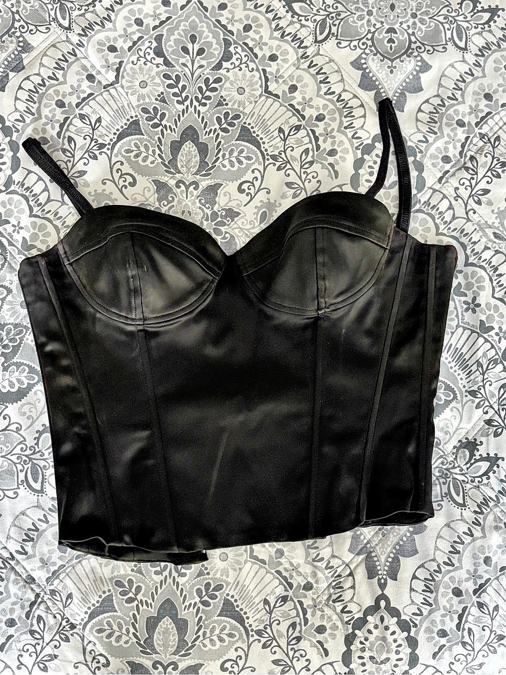Wilfred Vegan Leather Black Bustier Top and Skirt Set Size 6